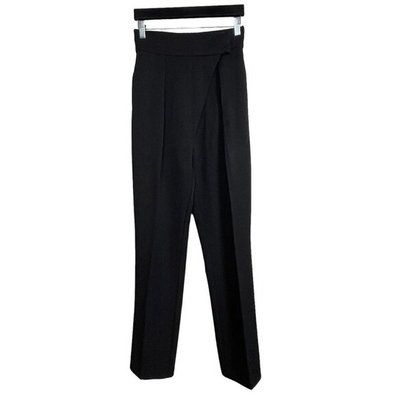 JLuxlabel Draped Asymmetrical Pleated Waist Black Pants Sz S High Waist Trousers - Picture 1 of 7